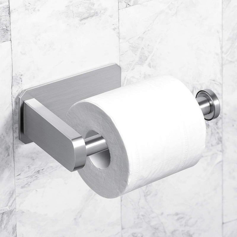 VAEHOLD Toilet Paper Holder Self Adhesive Kitchen Washroom Adhesive Toilet Roll Holder No Drilling for Bathroom Stick on Wall Stainless Steel Brushed - Image 4